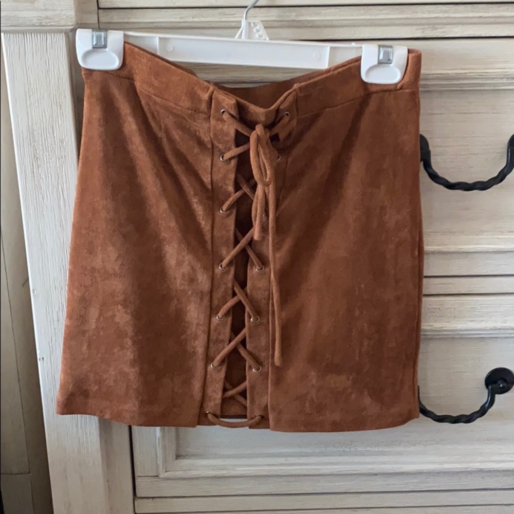 Suade Tan Miniskirt